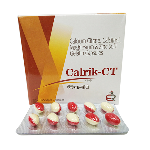 Product Name: Calrik CT, Compositions of are Calcium Citrate, Calcitriol, Magnesium & Zinc Soft Gelatin Capsules - Erika Remedies