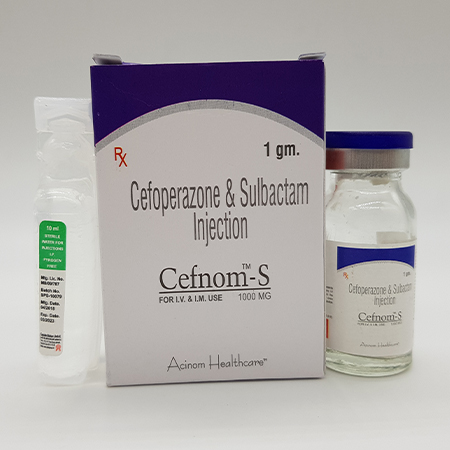 Product Name: Cefnom S, Compositions of Cefnom S are Cefoperazone and Sulbactam Injection - Acinom Healthcare