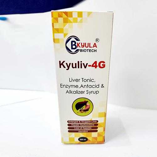 Product Name: Kyuliv 4G, Compositions of Kyuliv 4G are Liver Tonic, Enzyme, Antacid & Alkalizer Syrup - Bkyula Biotech