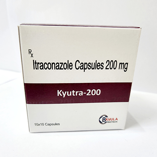 Product Name: Kyutra 200, Compositions of Kyutra 200 are Itraconazole Capsules 200 mg - Bkyula Biotech