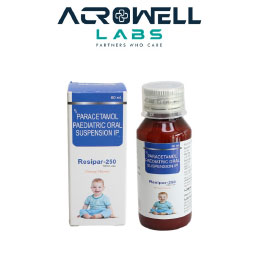 Product Name: Resipar 250, Compositions of Resipar 250 are Paracetamol Paediatric Oral Suspension IP - Acrowell Labs Private Limited