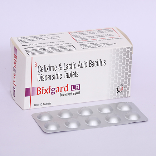 Product Name: BIXIGARD LB, Compositions of BIXIGARD LB are Cefixime & Lactic Acid Bacillus Dispersable Tablets - Biomax Biotechnics Pvt. Ltd