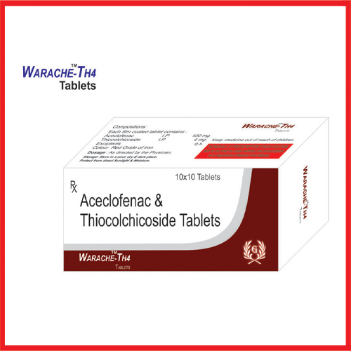 Product Name: Warache TH4, Compositions of Warache TH4 are Aceclofenac & Thiocolchicoside Tablets - Greef Formulations
