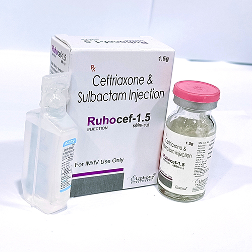 Product Name: Ruhocef 1.5, Compositions of Ruhocef 1.5 are Ceftriaxone & Sulbactam Injection - Euphony Healthcare