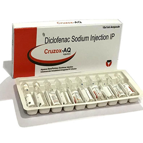 Product Name: Cruzox AQ, Compositions of Cruzox AQ are Diclofenac Sodium 75 mg./ml - Biocruz Pharmaceuticals Private Limited