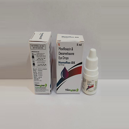 Product Name: Homoflox Ds, Compositions of Homoflox Ds are Moxifloxacin & Dexamethasone Eye Drops - Abigail Healthcare