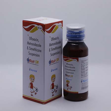 Product Name: Flizit SM, Compositions of Flizit SM are Ofloxacin, Metronidazole & Simethicone Suspension - Norvick Lifesciences