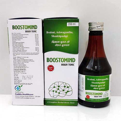Product Name: Boostomind, Compositions of Boostomind are Brahmi,Ashwagandha,Shankhpushpi - Caddix Healthcare