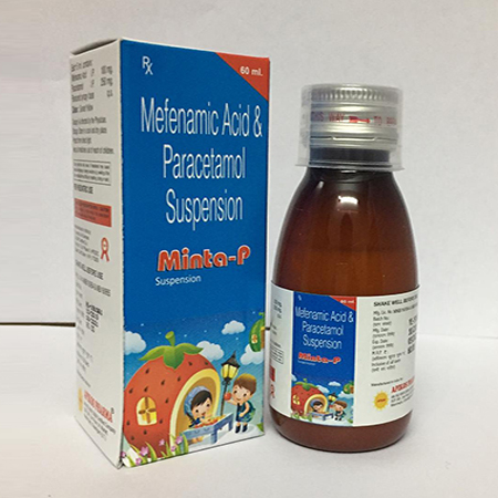 Product Name: MINTA P, Compositions of MINTA P are Mefenamic Acid & Paracetamol Suspension - Apikos Pharma