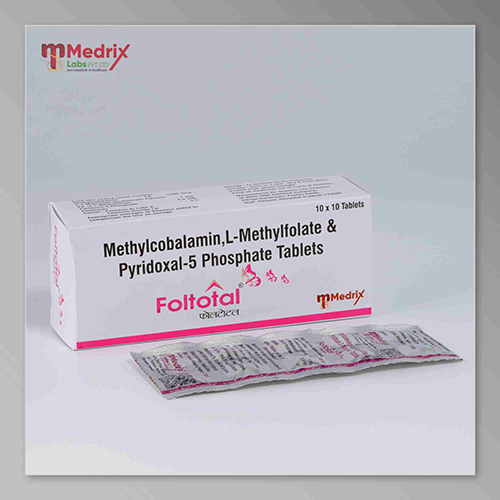 Product Name: Foltotal , Compositions of Foltotal  are Methylcobalamin, L-Methylfolate & Pyridoxal-5 Phosphate Tablets   - Medrix Labs Pvt Ltd