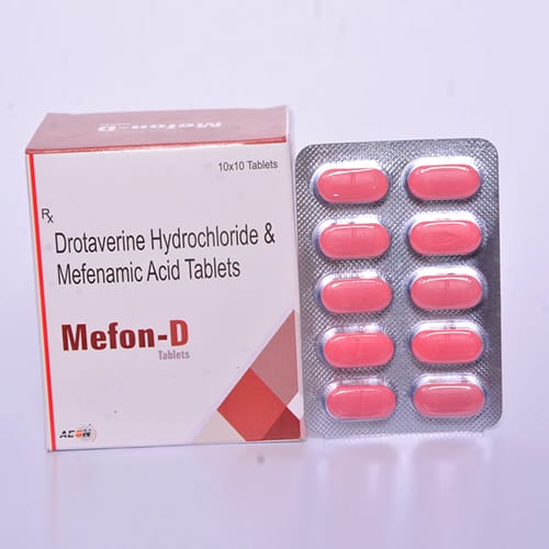Product Name: MEFON D, Compositions of MEFON D are DROTAVERINE80, MEFENEMIC ACID 250 - Aeon Remedies