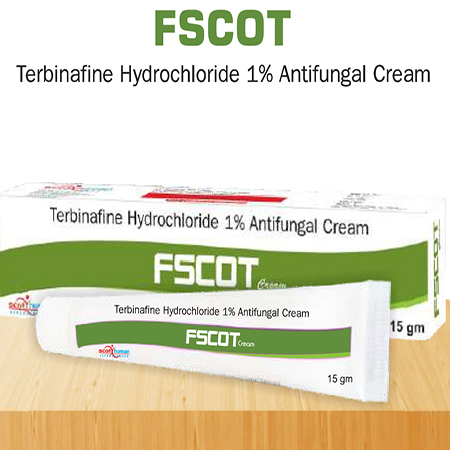Product Name: Fscot, Compositions of Fscot are Terbinafine Hydrochloride 1% Antifungal Cream  - Scothuman Lifesciences