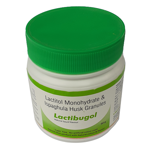 Product Name: Lactibugol, Compositions of Lactibugol are Lactitol Monnohydrates & Ispaghula Husk Granules - Lifecare Neuro Products Ltd.