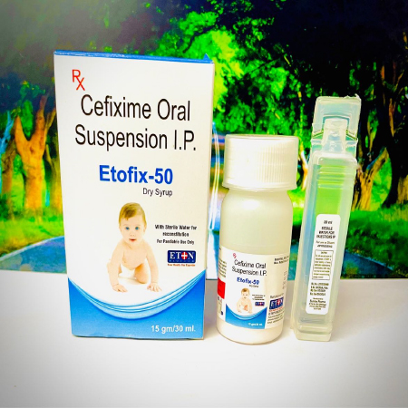 Product Name: Etofix 50, Compositions of Etofix 50 are Cefpodoxime Oral Suspension I.P. - Eton Biotech Private Limited