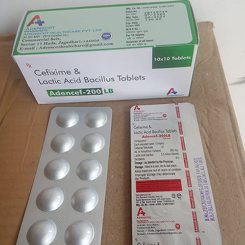 Product Name: Adencef 200 LB, Compositions of Adencef 200 LB are Cefixime & Latic Acid  Bacillus Tablets - Adenscot Healthcare Pvt. Ltd.