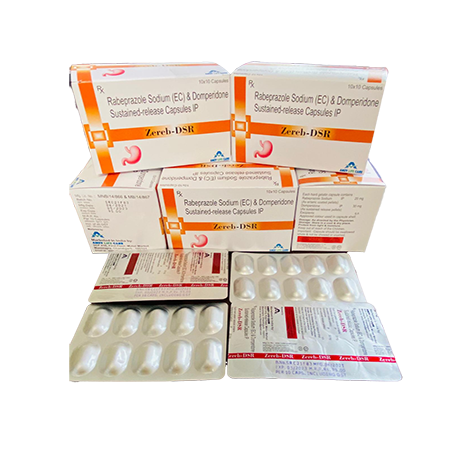 Product Name: Zereb DSR, Compositions of Zereb DSR are Rabeprazole Sodium (EC) & Domperisone Sustained release Capsules IP - Amzy Life Care