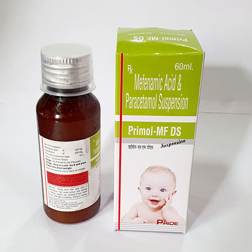 Product Name: Primol MF DS, Compositions of Primol MF DS are Mefenamic Acid & Paracetamol Suspension - Pride Pharma