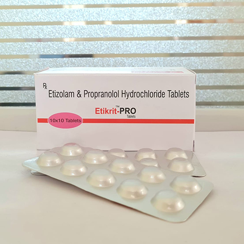 Product Name: Etikrit Pro, Compositions of Etikrit Pro are Etizolam & Propranolol Hydrochloride Tablets - Kriti Lifesciences
