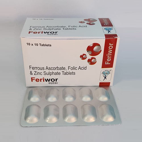 Product Name: Feriwor, Compositions of Feriwor are Ferrous Ascorbate ,folic Acid & Zinc Sulphate Tablets - WHC World Healthcare