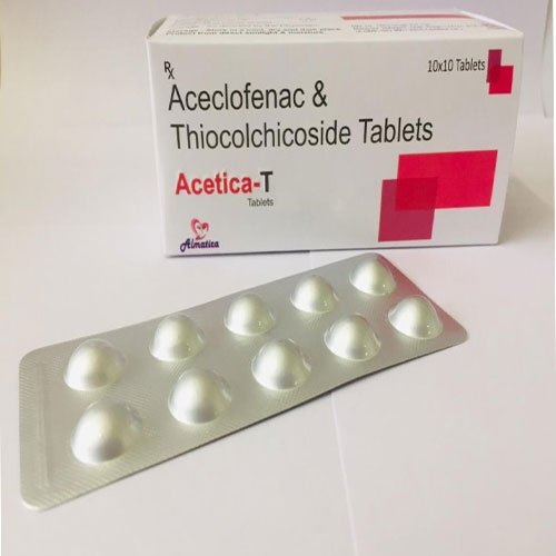 Product Name: Acetica T, Compositions of Acetica T are Acecclofenac & Thiocolchicosidde - Almatica Pharmaceuticals Private Limited