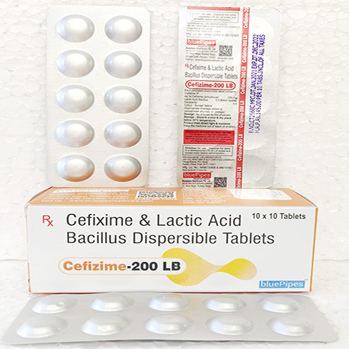 Product Name: CEFIZIME 200 LB, Compositions of CEFIZIME 200 LB are Cefixime & Lactic Acid Bacillus Dispersible Tablets - Bluepipes Healthcare