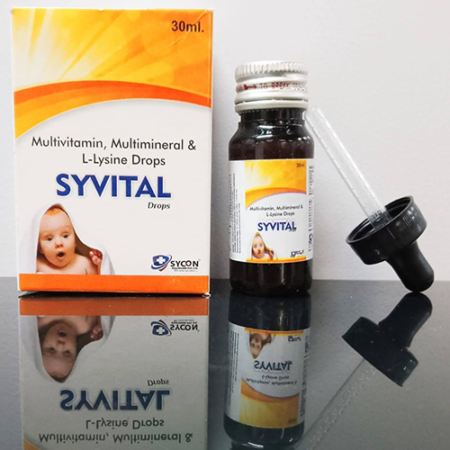 Product Name: Syvital, Compositions of Syvital are Multi-Vitamins,Multi-Mineral & L-Lysene Drops - Sycon Healthcare Private Limited