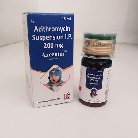 Product Name: Azeenim, Compositions of Azeenim are Azithromycin Suspension IP 200mg - Nimbles Biotech Pvt. Ltd