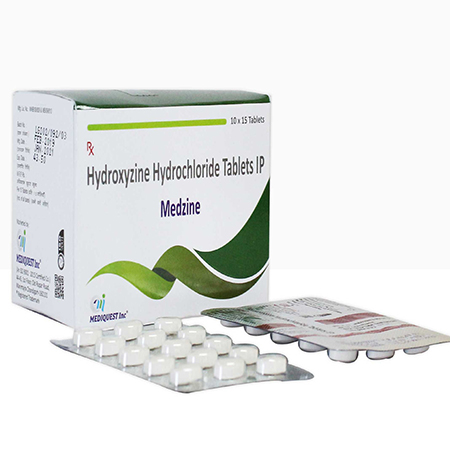 Product Name: MEDZINE, Compositions of MEDZINE are Hydroxyzine Hydrochloride Tablets IP - Mediquest Inc