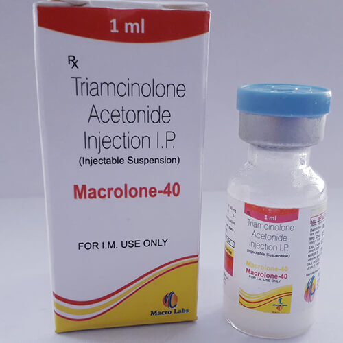 Product Name: Macrolone , Compositions of Macrolone  are Triamcinolne Acetonide Injection I.P. - Macro Labs Pvt Ltd