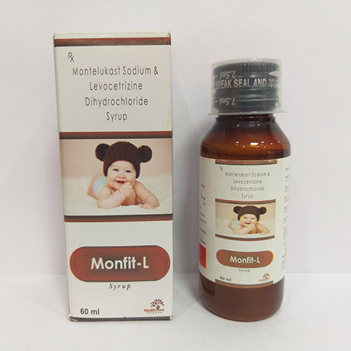 Product Name: Monfit L, Compositions of Monfit L are Montelukast Sodium & Levocetirizine Dihydrochloride Syrup - Healthtree Pharma (India) Private Limited