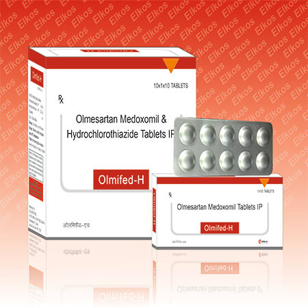 Product Name: Olmifed H, Compositions of Olmifed H are Olmestartan Medoxomil & Hydrochloride Tablets IP - Elkos Healthcare Pvt. Ltd