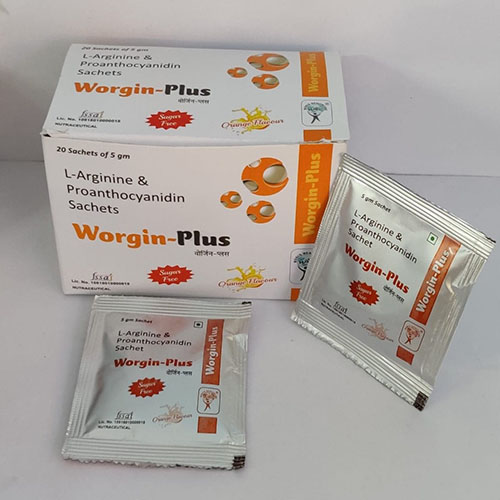 Product Name: Worgin PLus, Compositions of Worgin PLus are L-Arginine & Proanthocyanidin Sachets - WHC World Healthcare