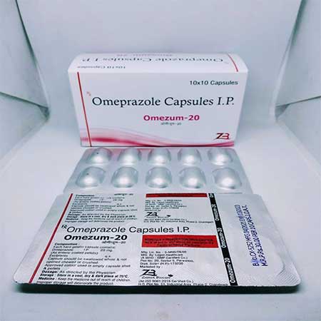 Product Name: Omezum 20, Compositions of Omezum 20 are Omeprazole Capsules IP - Zumax Biocare