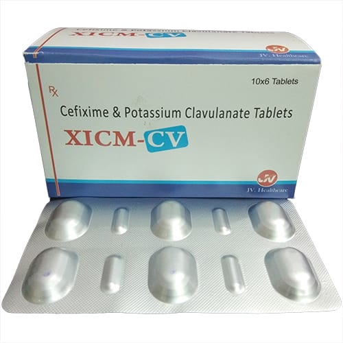 Product Name: Xicm CV, Compositions of Xicm CV are Cefpodoxime & Potaassium Clavulanate Tablets - JV Healthcare