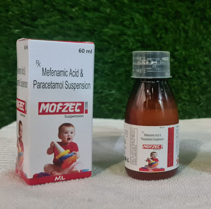 Product Name: Mofzec, Compositions of Mofzec are Mefenamic Acid & Paracetamol Suspension - Medizec Laboratories