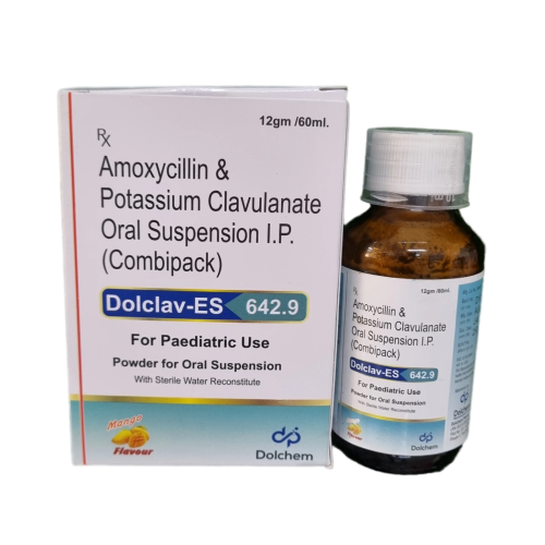 Product Name: Dolclav ES, Compositions of Dolclav ES are Amoxycillin & Potassium Clavulanate Oral Suspension I.P. - Dolchem Pharmaceuticals Private Limited