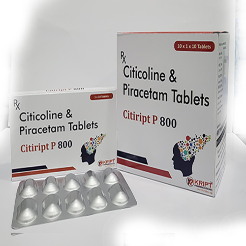 Product Name: Citiript P 800, Compositions of Citiript P 800 are Citicoline Piracetam Tablets - Kript Pharmaceuticals