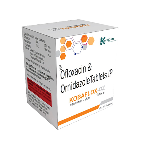 Product Name: KobafloxOZ, Compositions of KobafloxOZ are Ofloxacin & Ornidazole Tablet IP - KureKraft Pharmaceuticals
