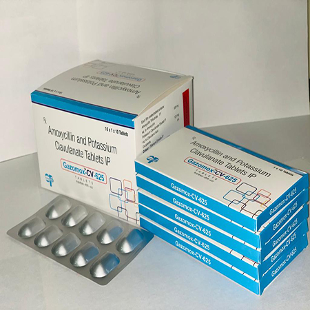 Product Name: Gazomox CV 625, Compositions of Gazomox CV 625 are Amoxycillin and Potassium Clavulannate Tablets IP - Cassopeia Pharmaceutical Pvt Ltd