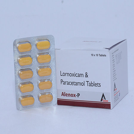 Product Name: ALENOX P, Compositions of ALENOX P are Lornoxicam & Paracetamol Tablets - Alencure Biotech Pvt Ltd