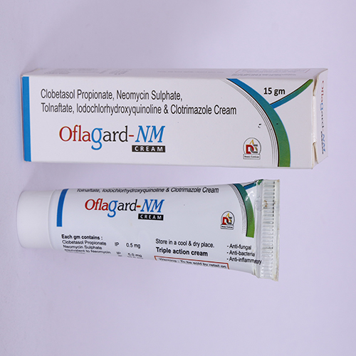 Product Name: OFLAGARD NM, Compositions of OFLAGARD NM are Clobetasol Propionate, Neomycin Sulphate, Tolnaftate, Lodochlorhydroxyquinoline & Clotrimazole Cream - Biomax Biotechnics Pvt. Ltd