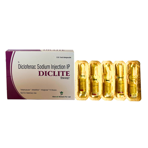 Product Name: DICLITE, Compositions of DICLITE are Diclofenac Sodium Injection - Glenvox Biotech Private Limited