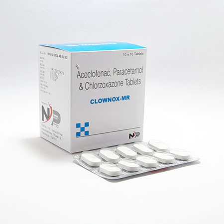Product Name: Clownox Mr, Compositions of Clownox Mr are Aceclofenac,Paracetamol & Chlorzoxazone Tablets - Noxxon Pharmaceuticals Private Limited