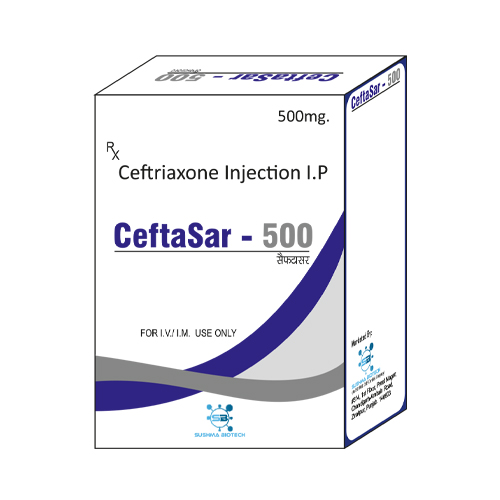 Product Name: Ceftasar 500, Compositions of Ceftasar 500 are Ceftriaxone Injection I.P - Sushma Biotech