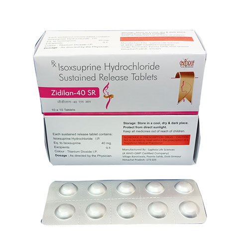 Product Name: Zidilan 40SR, Compositions of Zidilan 40SR are Isoxsuprine Hydrochloride Sustaained Release - Arlak Biotech
