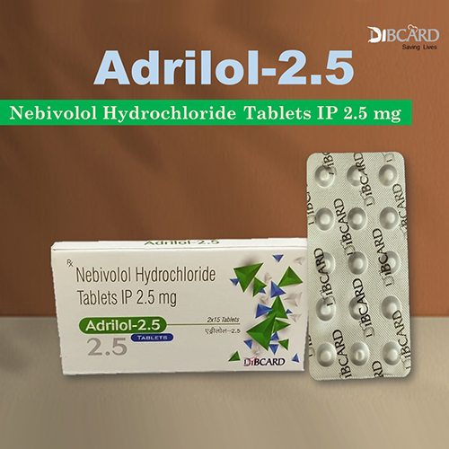 Product Name: Adrilol 2.5, Compositions of Adrilol 2.5 are NobivoloL Hydrochloride Tablet IP 2.5 mg - BSA Pharma Inc