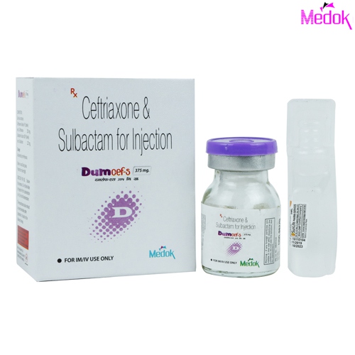 Product Name: Dum cef s, Compositions of Dum cef s are Ceftriaxone & sulbactam for injection - Medok Life Sciences Pvt. Ltd
