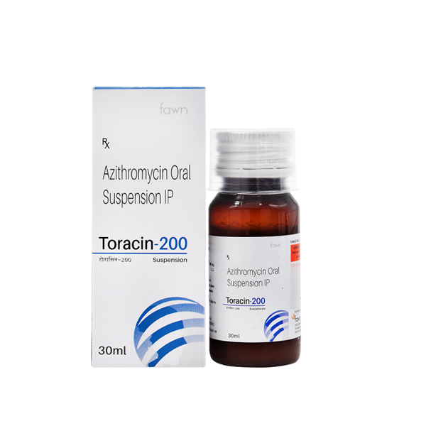 Product Name: TORACIN 200, Compositions of TORACIN 200 are Azithromycin 200 mg. - Fawn Incorporation