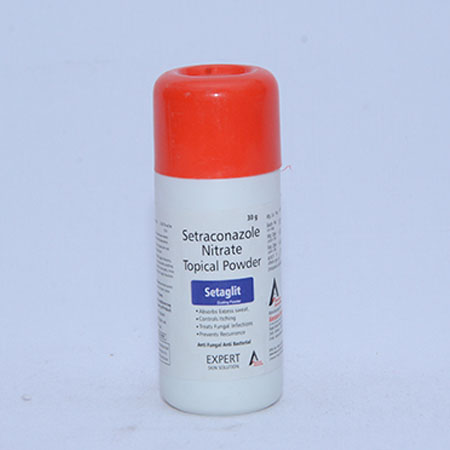 Product Name: SETAGLIT, Compositions of SETAGLIT are Setraconazole Nitrtae Topical Powder - Alencure Biotech Pvt Ltd
