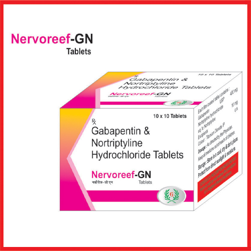 Product Name: Nervogreen GN, Compositions of Nervogreen GN are Gabapentin & Nortriptyline Hydrochloride Tablets - Greef Formulations